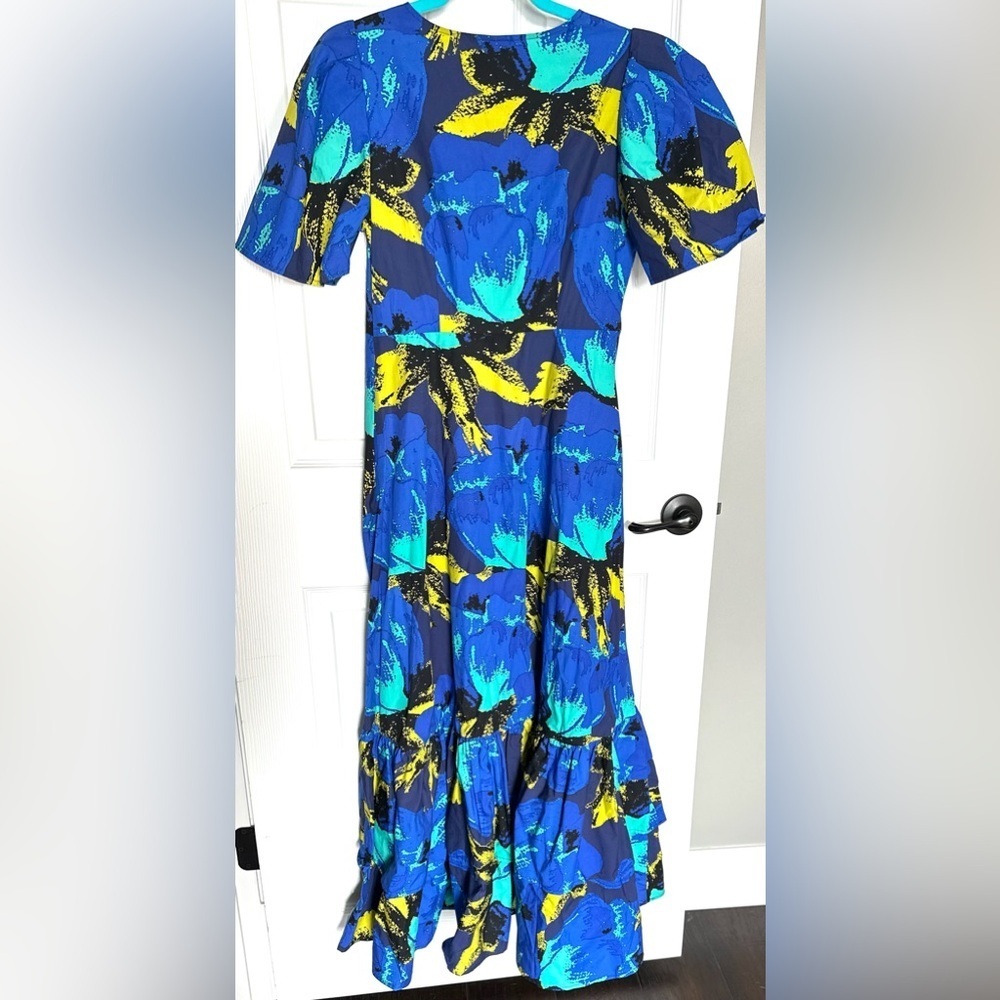 ‼️RARE‼️🎸Christopher John Rogers🎸🔥NWT🔥Floral Puff Sleeve Tiered Maxi Dress—4 - Picture 13 of 14